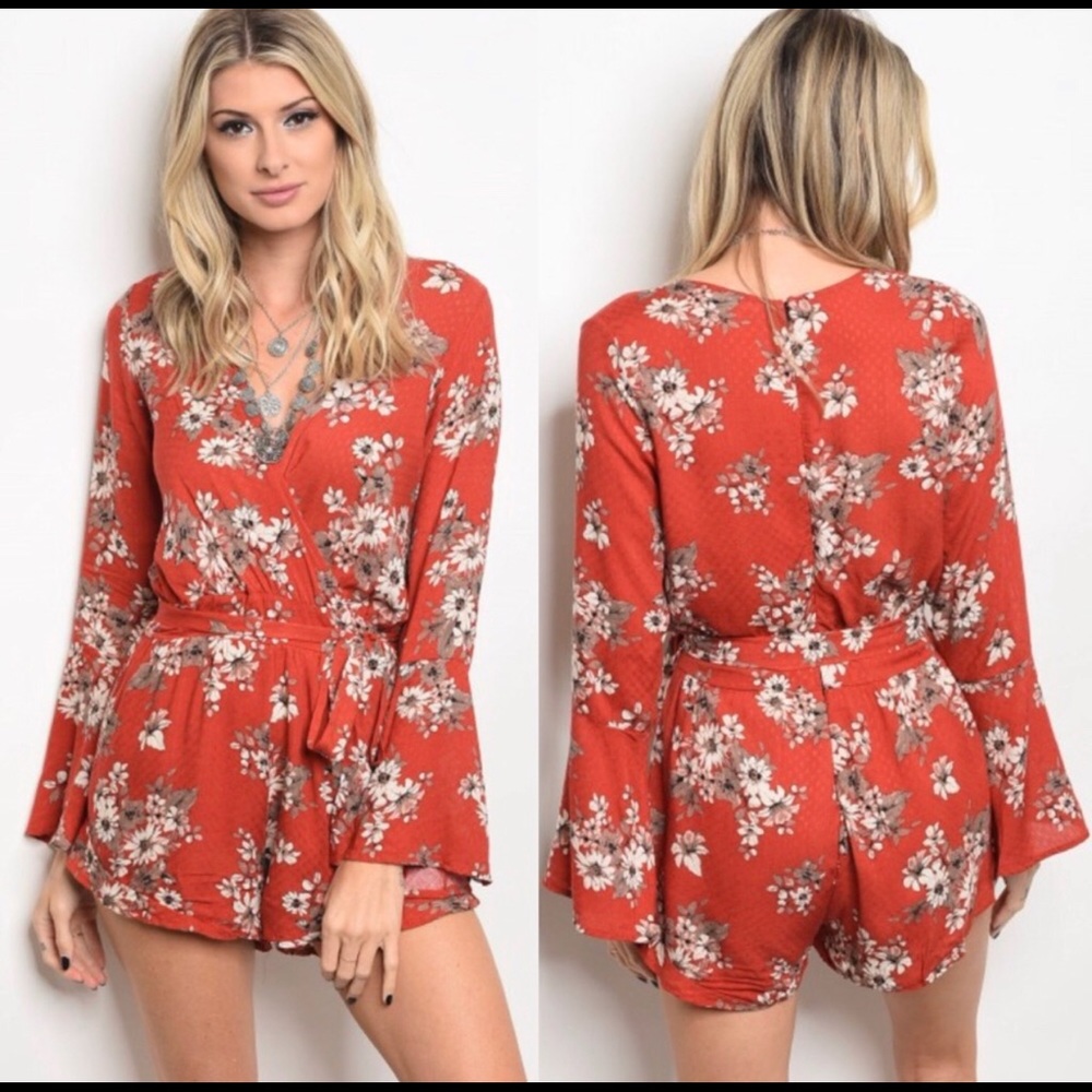 Rust Floral Romper
